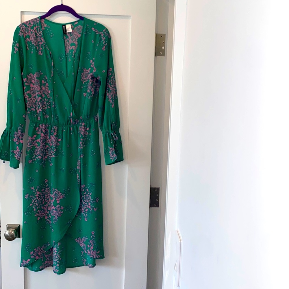Beautiful green and pink midi dress